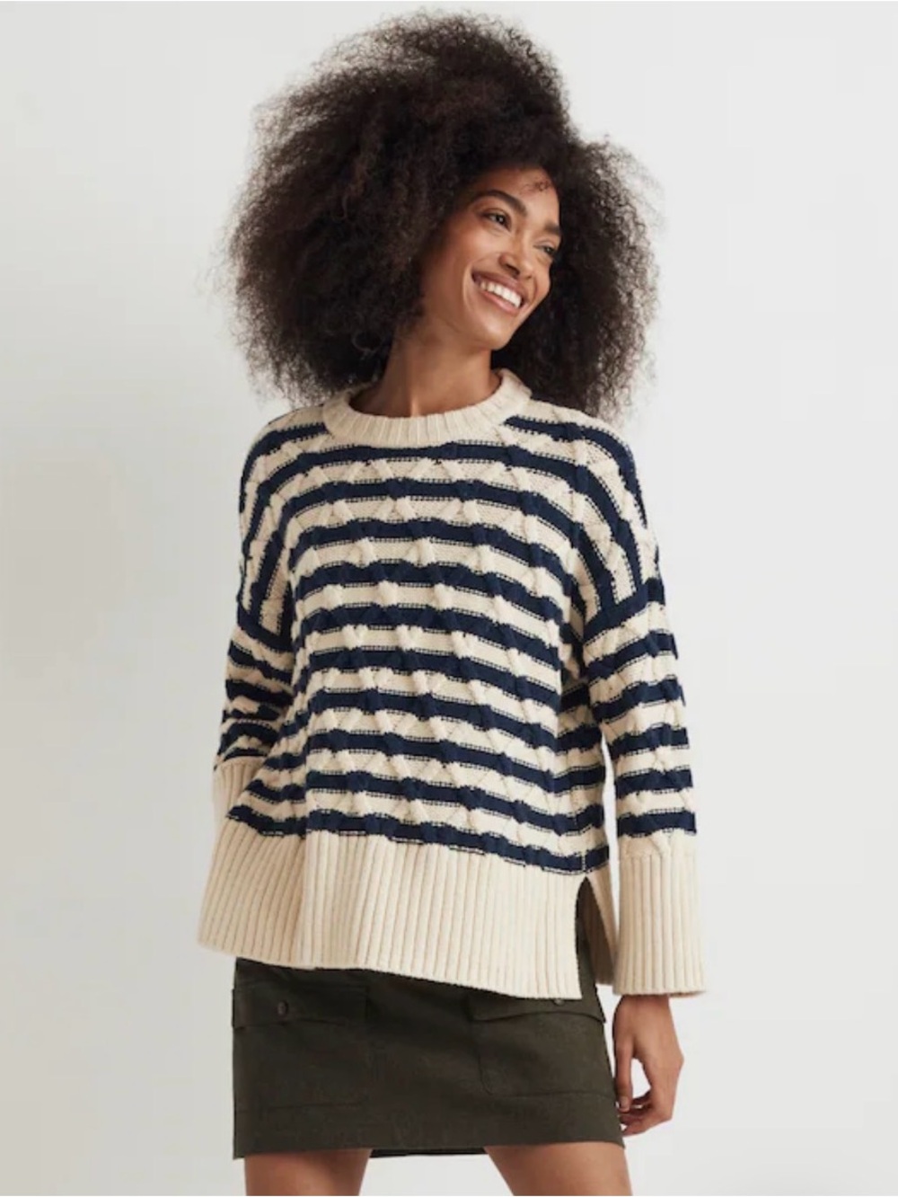 Madewell Cable-Knit Striped Oversized Sweater S